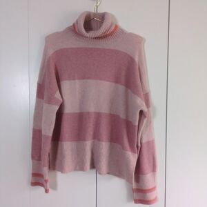 J crew Women's S Small Striped Turtleneck Sweater Pink Wool Alpaca Blend